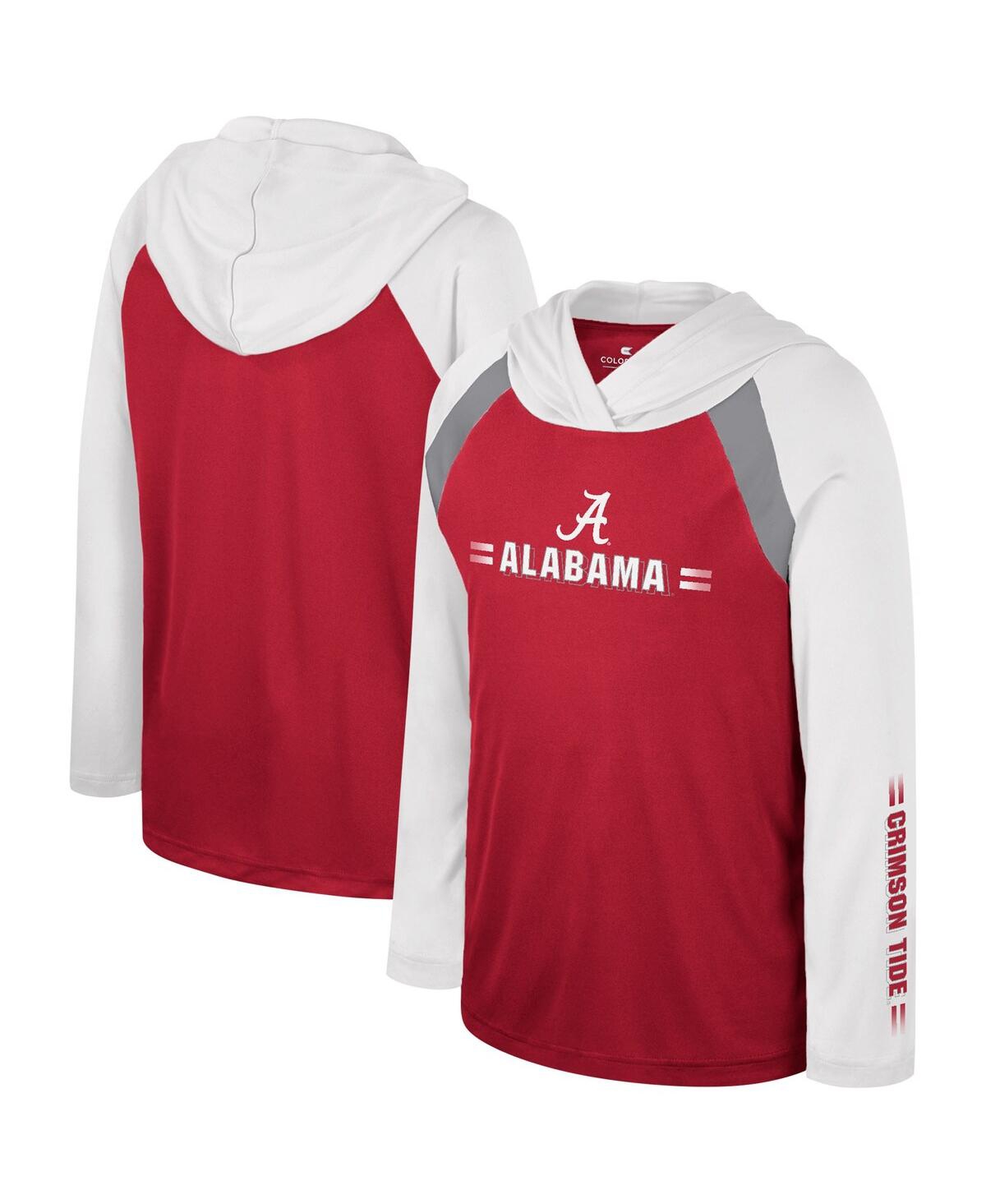 Colosseum Kids' Big Boys  Crimson Alabama Crimson Tide Eddie Multi-hit Raglan Long Sleeve Hoodie T-shirt