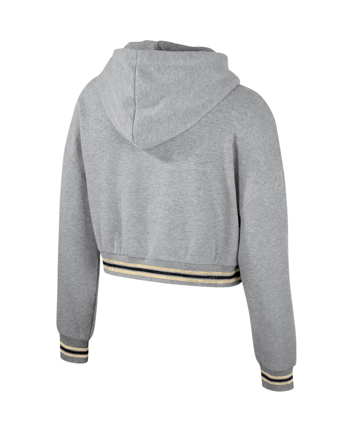Shop The Wild Collective Women's  Heather Gray Distressed Colorado Buffaloes Cropped Shimmer Pullover Hood