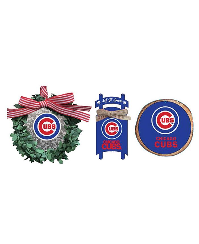 Memory Company The Chicago Cubs ThreePack Wreath, Sled and Circle
