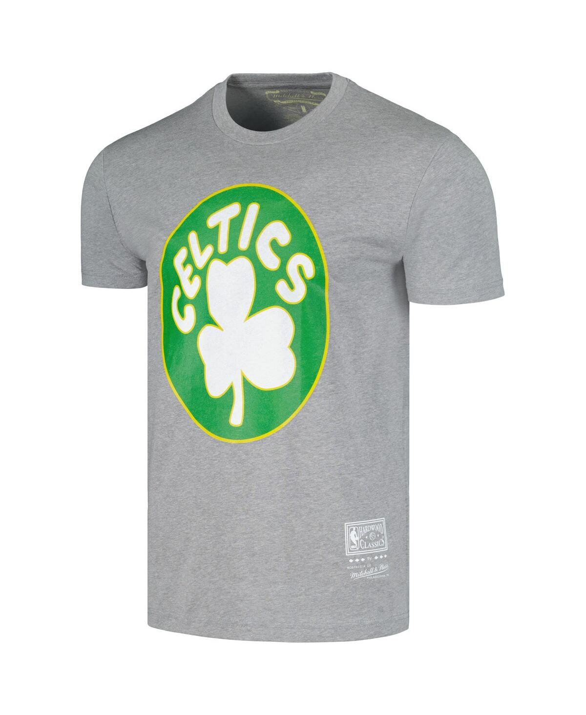 Shop Mitchell & Ness Men's And Women's  Heather Gray Boston Celtics Hardwood Classics Mvp Throwback Logo T