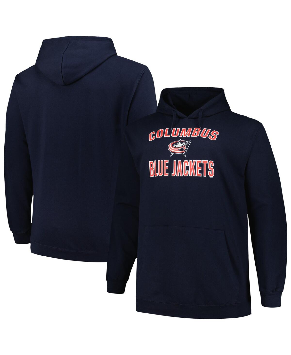 Men's Profile Navy Columbus Blue Jackets Big and Tall Arch Over Logo Pullover Hoodie - Navy