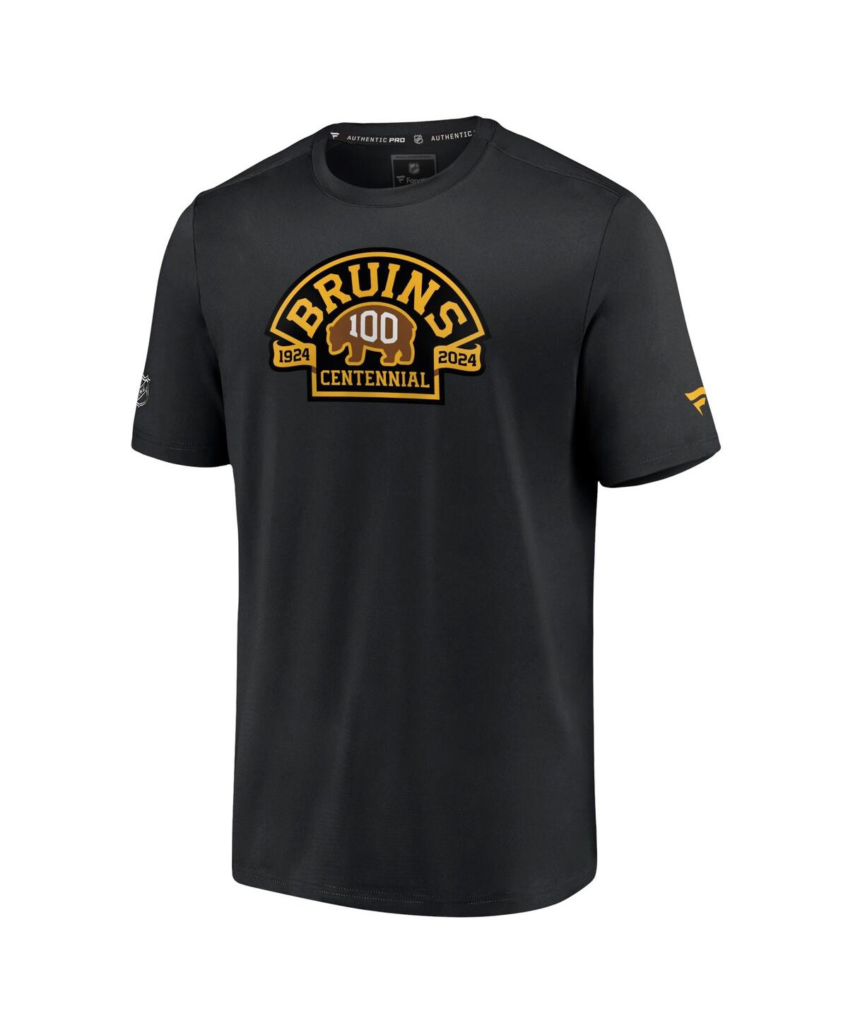 Men's FanaticsDistressed Boston Bruins Authentic Pro Centennial Logo T-shirt - Black