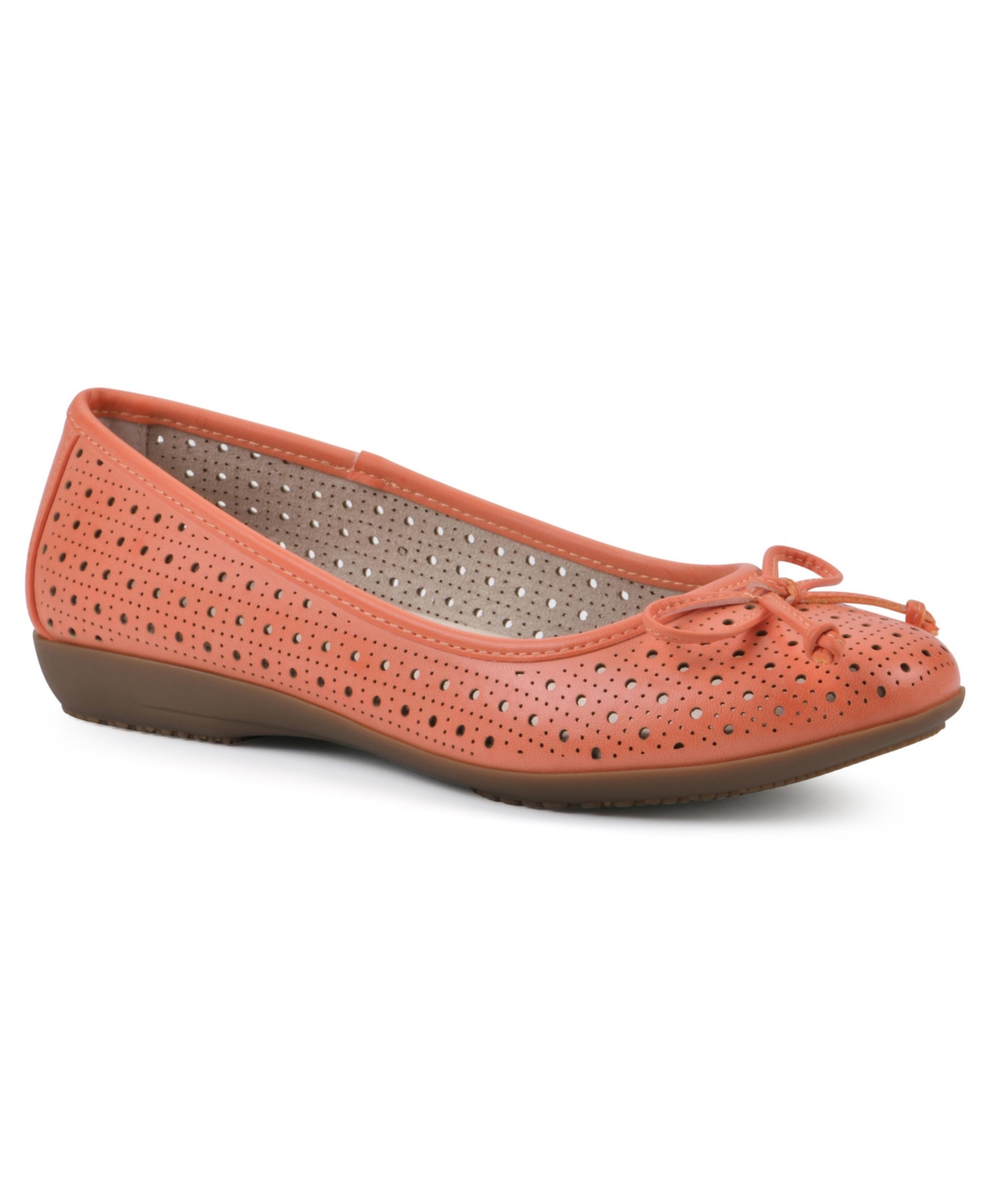 Shop Cliffs By White Mountain Women's Cheryl Ballet Flats In Tangerine Burnished Smooth
