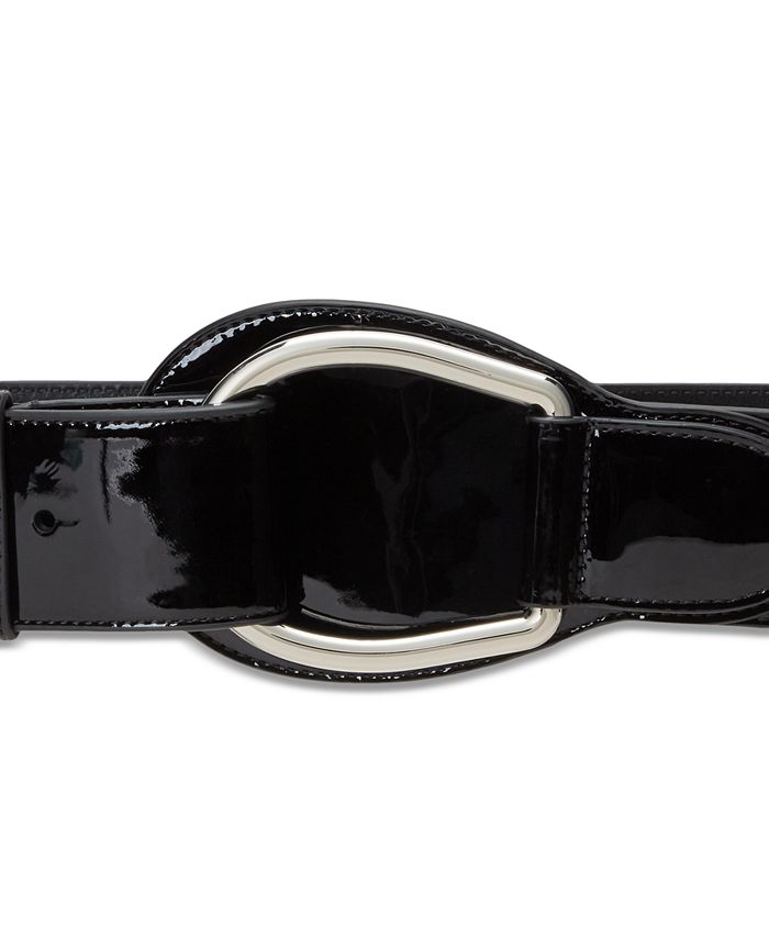 Ralph Lauren Black Wide D-Ring Belt with Horse Shoe Western Brass Hardware – Size Medium
