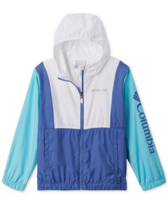 Columbia - Big Girls Lily Basin Colorblocked Water-Resistant Full-Zip Hooded Windbreaker