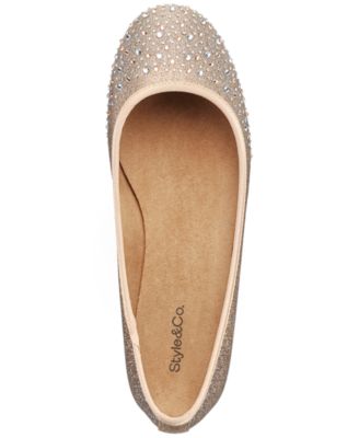 Angelynn Rhinestone Glitter Ballet Flats
