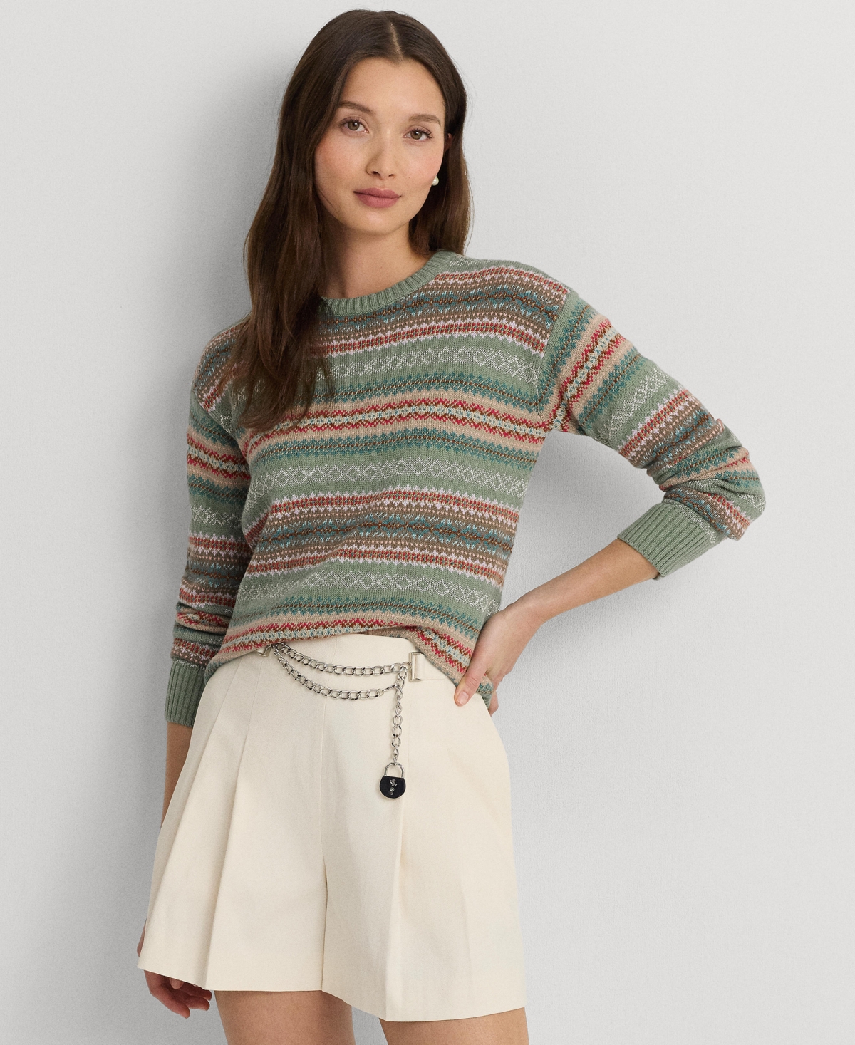 Lauren Ralph Lauren Fair Isle Cotton-blend Sweater In Multi