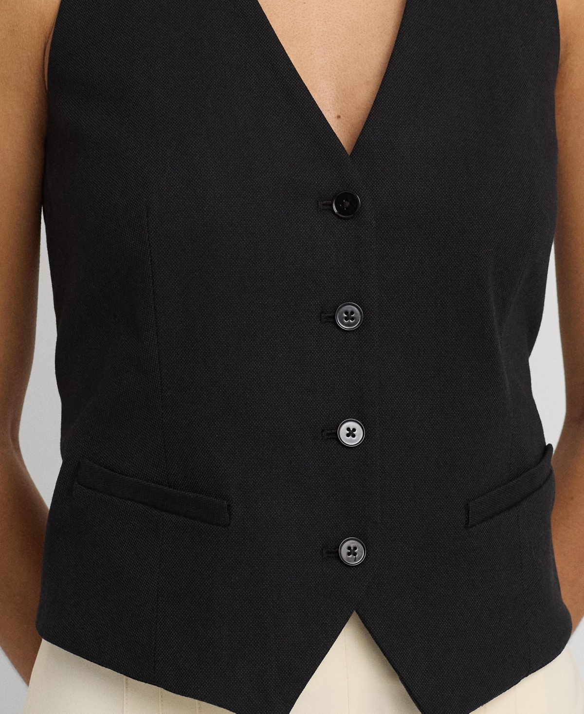 Shop Lauren Ralph Lauren Women's Button-front Vest In Black
