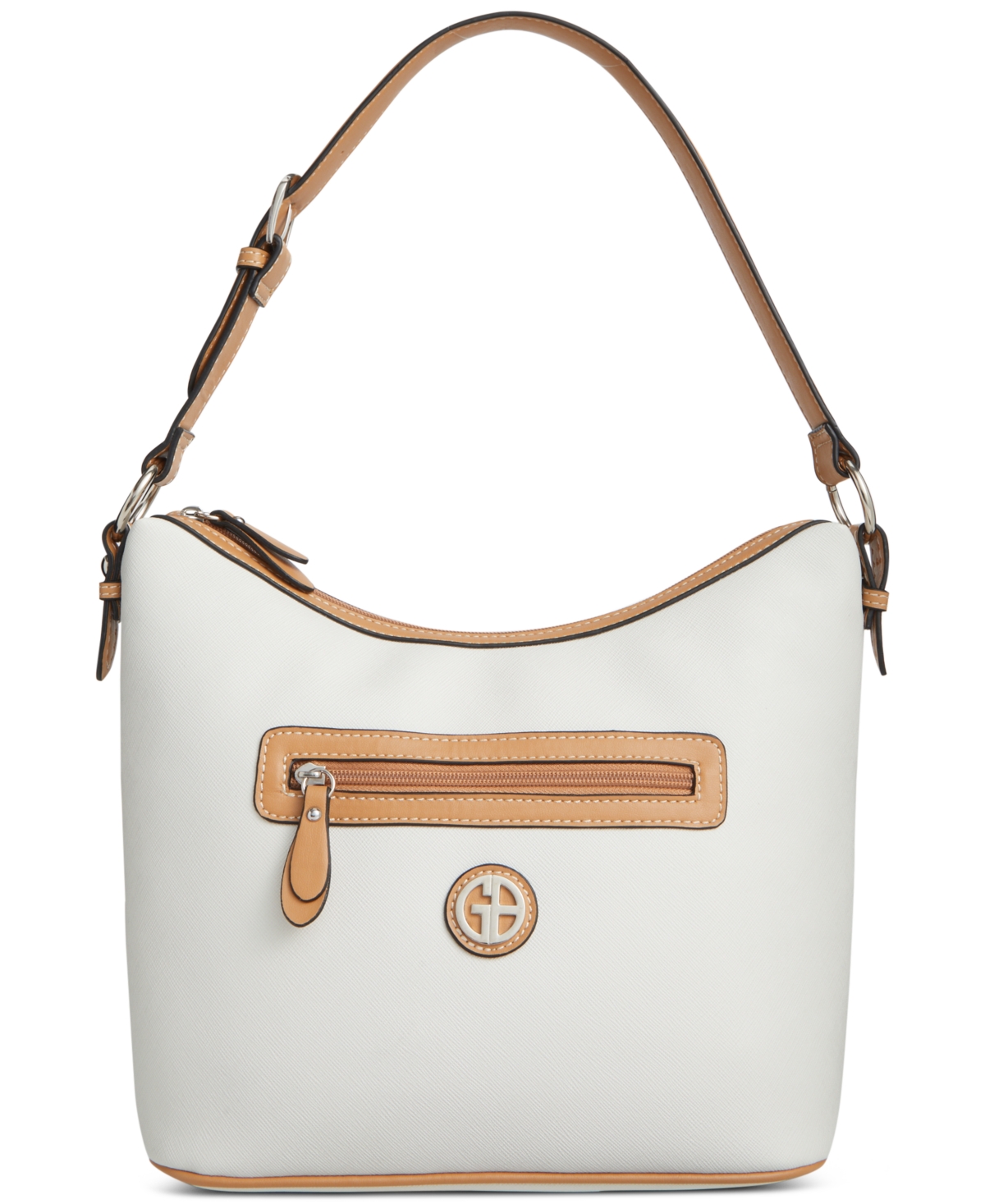 Shop Giani Bernini Saffiano Faux Leather Medium Hobo Bag, Created For Macy's In White