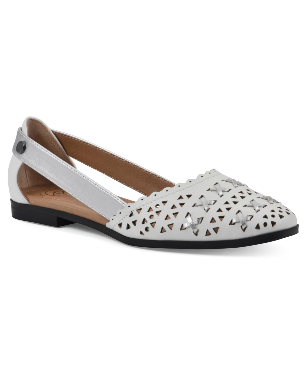 Women's Nobler Casual Flats - White Silver Smooth