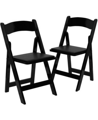 2 Pack Wedding Party Event Wood Folding Chair With Vinyl Padded Seat