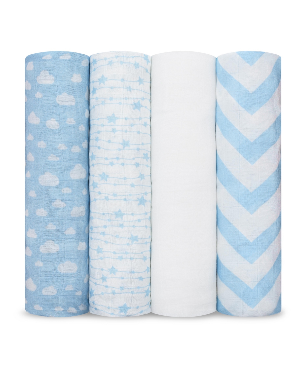 Comfy Cubs Baby Boys And Baby Girls Muslin Swaddle Blanket, Pack Of 4 In Blue