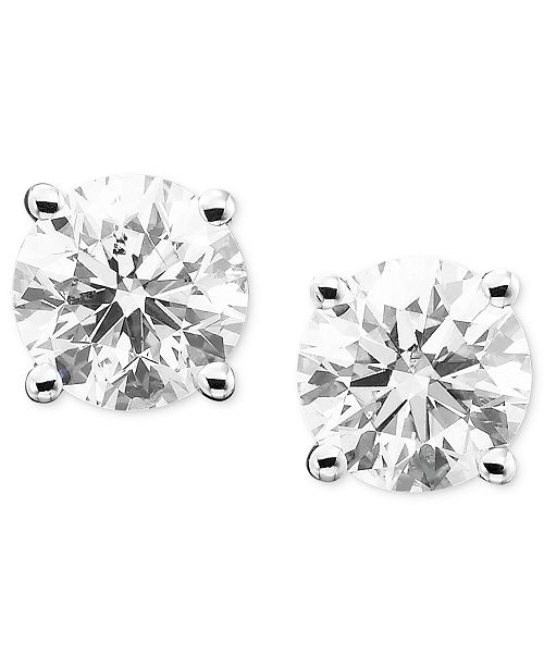 Macy S Diamond Stud Earrings In 14k White Gold 1 Ct T W