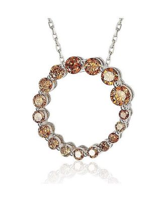 Suzy Levian Sterling Silver Cubic Zirconia Circle Journey Pendant Necklace