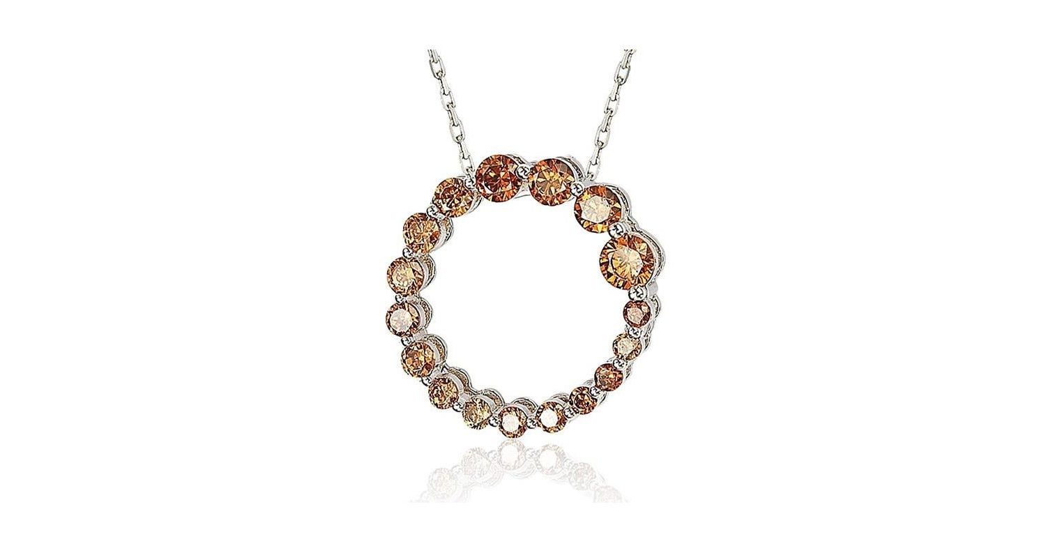 Suzy Levian Sterling Silver Cubic Zirconia Circle Journey Pendant Necklace