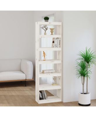 Book Cabinet/Room Divider White 23.6"x11.8"x78.5" Solid Wood Pine