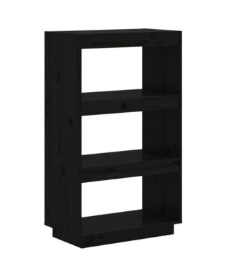 Book Cabinet/Room Divider Black 23.6"x13.8"x40.6" Solid Wood Pine