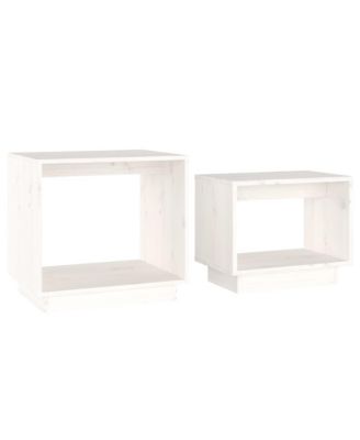 Nesting Coffee Tables 2 pcs White Solid Wood Pine