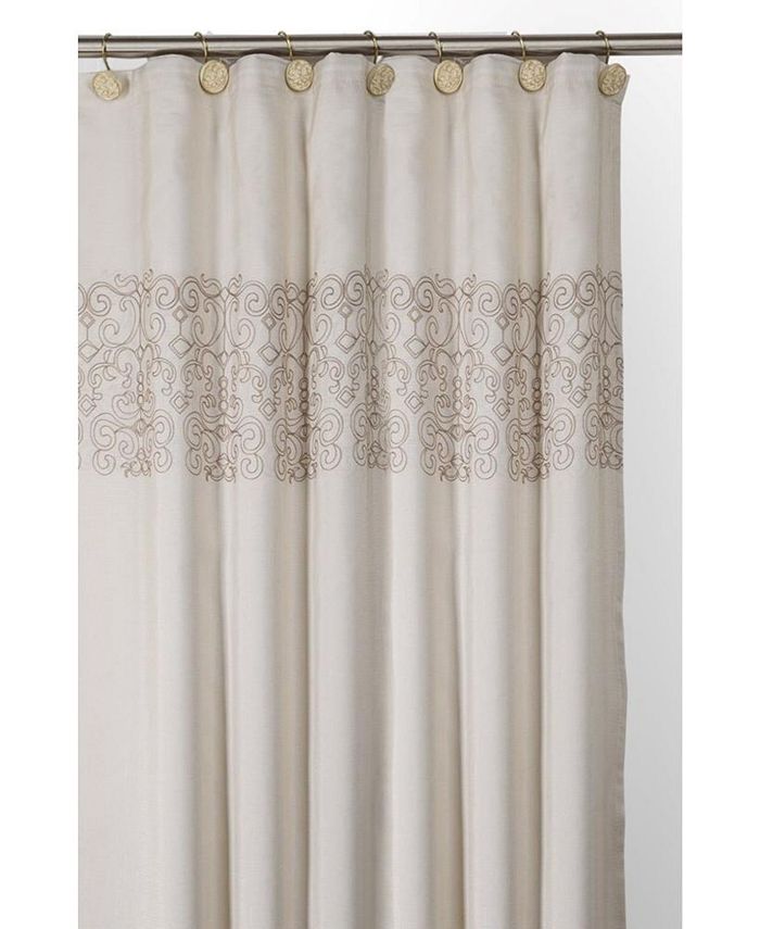 Creative Scents Shannon Beige with Gold Decorative Shower Curtain Hooks