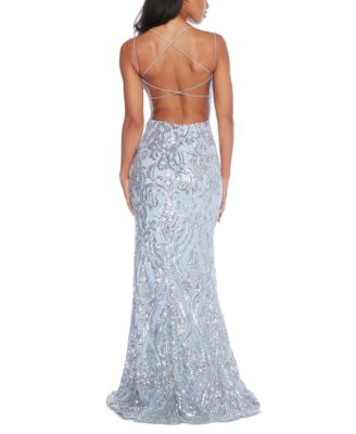 B Darlin Juniors' Sequined Open-Back Gown - Macy's