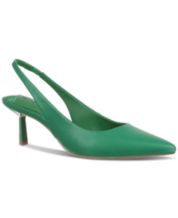 Emerald green kitten heel shoes top