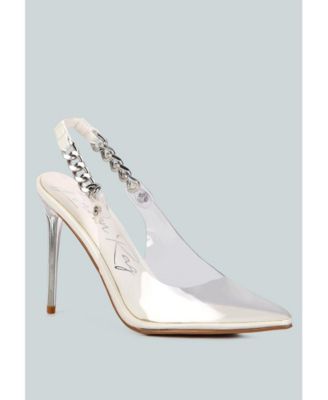 Womens Goddess Metallic Stiletto Heel Slingback Sandals