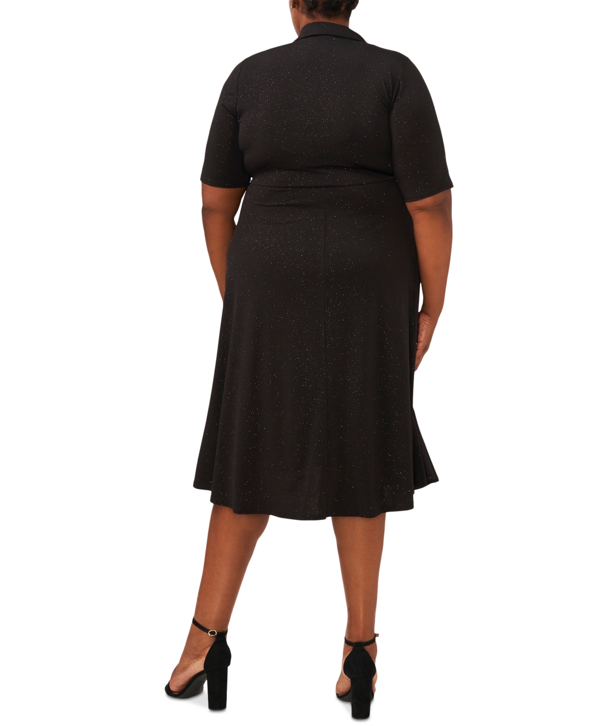 Shop Msk Plus Size Glittered Wrap Dress In Black,black