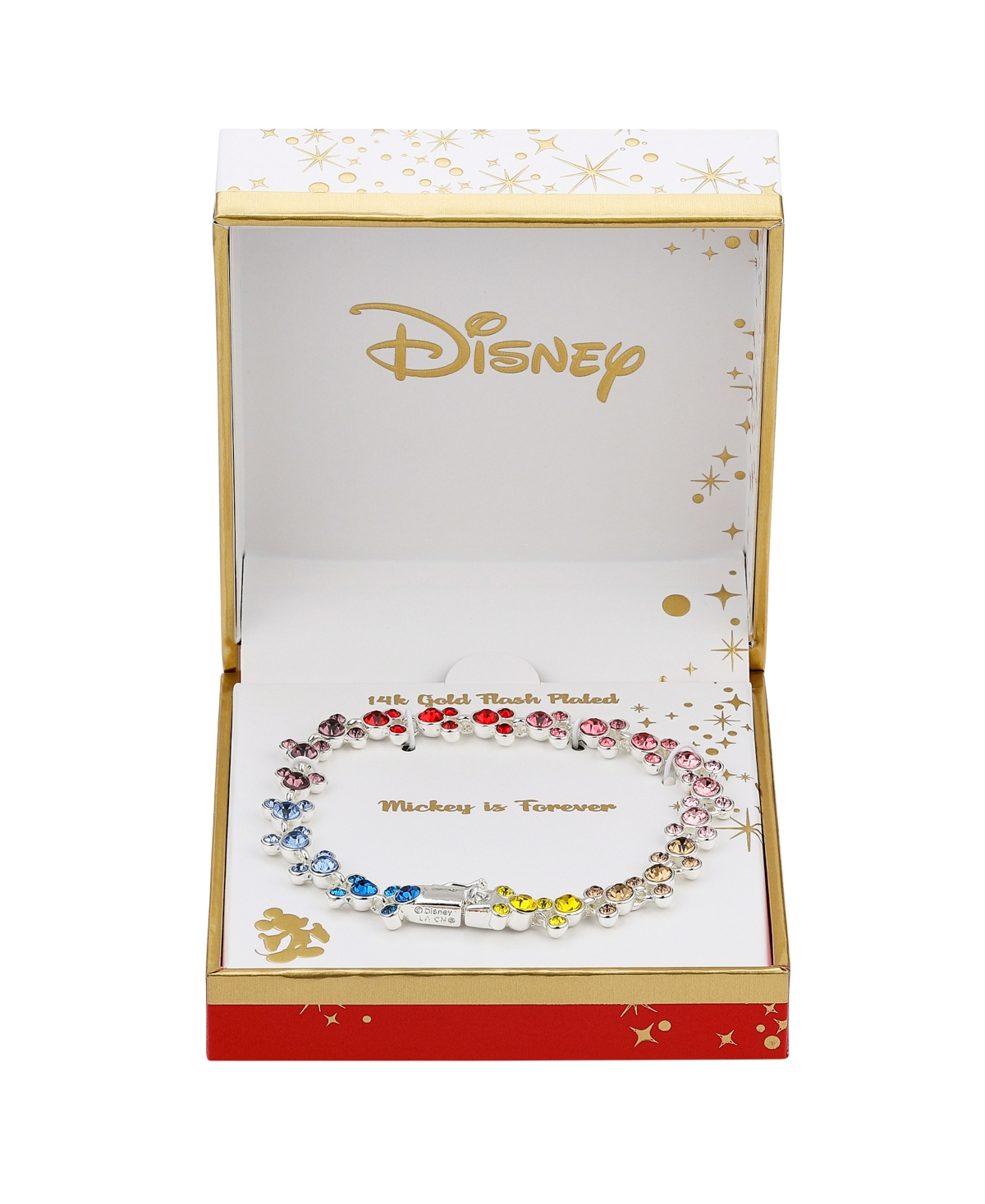 Shop Disney Multi Color Crystal Mickey Mouse Bracelet In Silver
