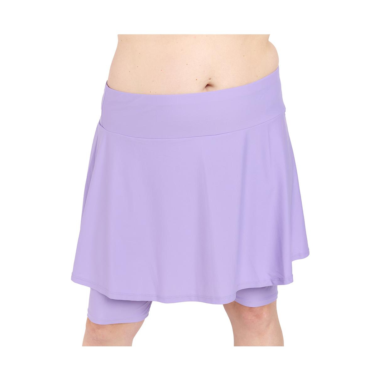 Plus Size Midi Swim Skort - Wine