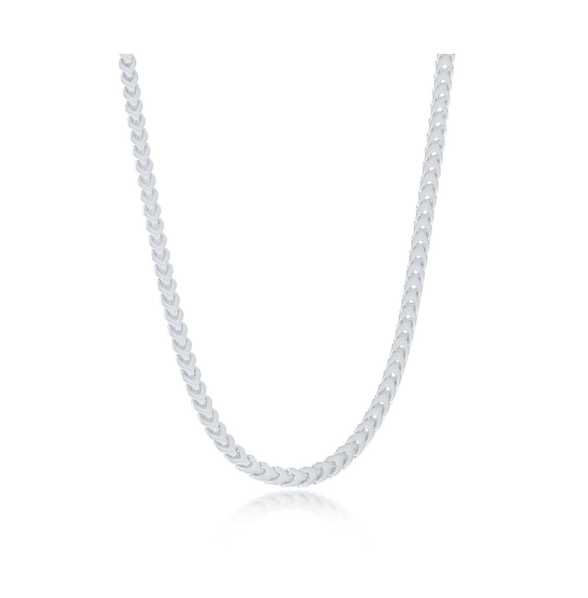 Diamond cut Franco Chain 3mm Sterling Silver 18" Necklace - Silver