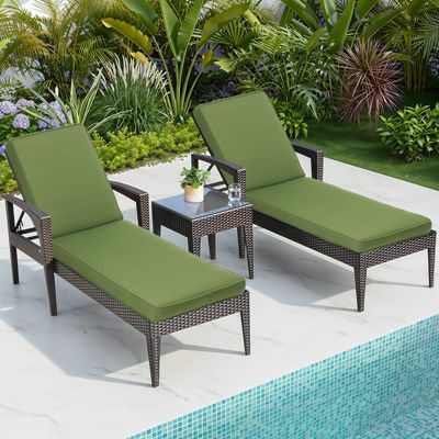 Outdoor Lounger Cushion 41.7''Lx22''Wx3''H Chair Seat Cushion - Set of 2