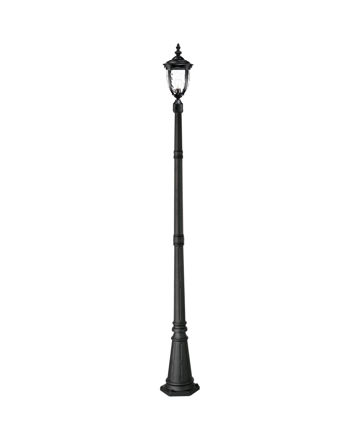Bellagio Traditional Outdoor Post Light with Flat Base Pole Texturized Black 99 3/4" Clear Hammered Glass for Exterior House Porch Patio Outside Garde