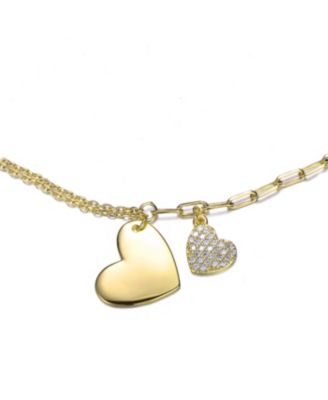 Sterling Silver Hearts Cubic Zirconia Adjustable Bracelet For Kids/Teens