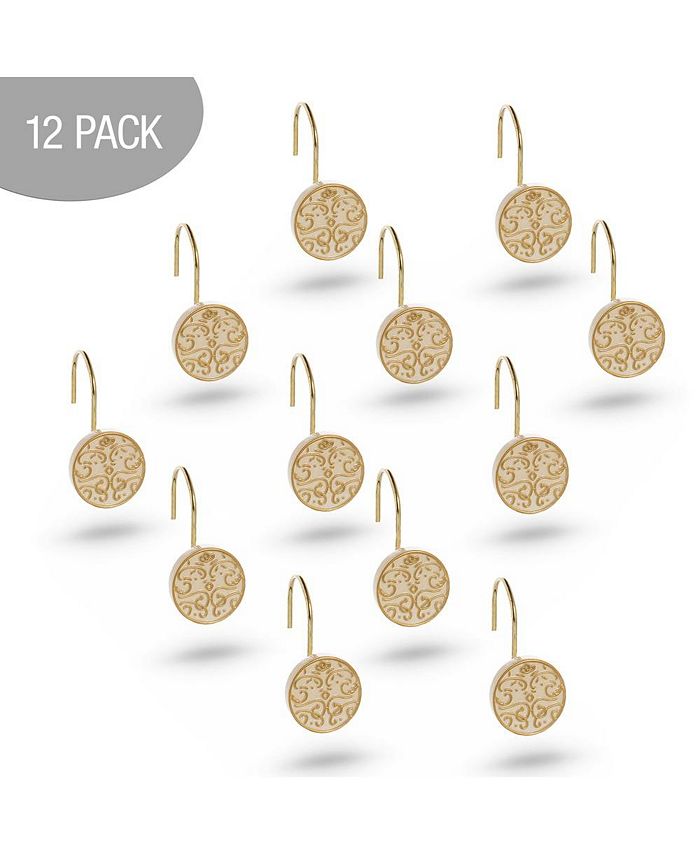 Creative Scents Shannon Beige with Gold Decorative Shower Curtain Hooks