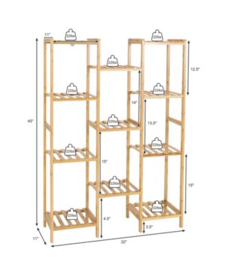 9-Tier Bamboo Plant Stand for Living Room Balcony Garden