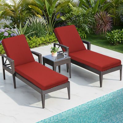 Outdoor Lounger Cushion 41.7''Lx22''Wx3''H Chair Seat Cushion - Set of 2