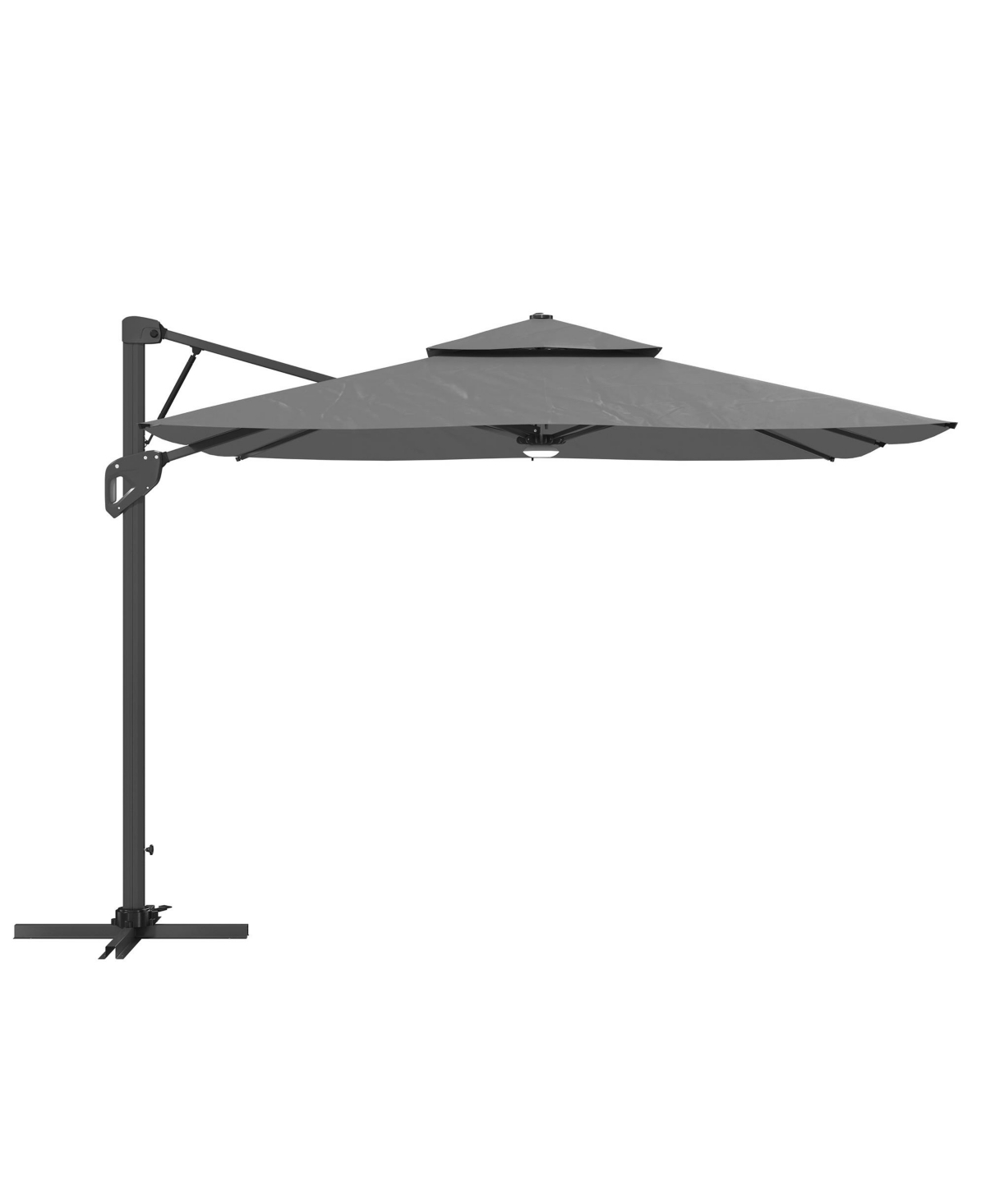 10ft Square Solar Led Offset Cantilever Outdoor Patio Umbrella with Built-in Bluetooth Speaker - Dark gray