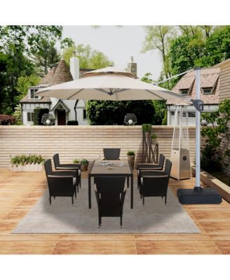 11ft 2-Tier Square Cantilever Outdoor Patio Umbrella with Included Cover