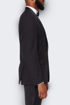 Men's Men s Black Wool Tuxedo Jacket with Satin Shawl Lapels