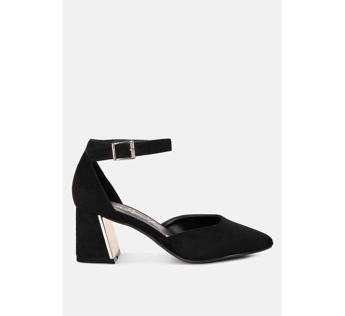London Rag Rory Metallic Sling Detail Block Heel Sandals In Black