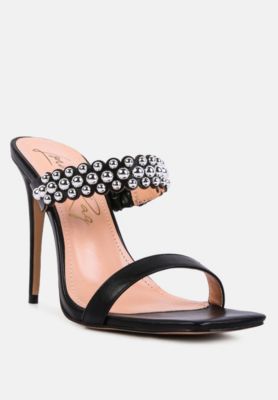 Womens Bandy Stieletto Heel Metal Stud Sandals