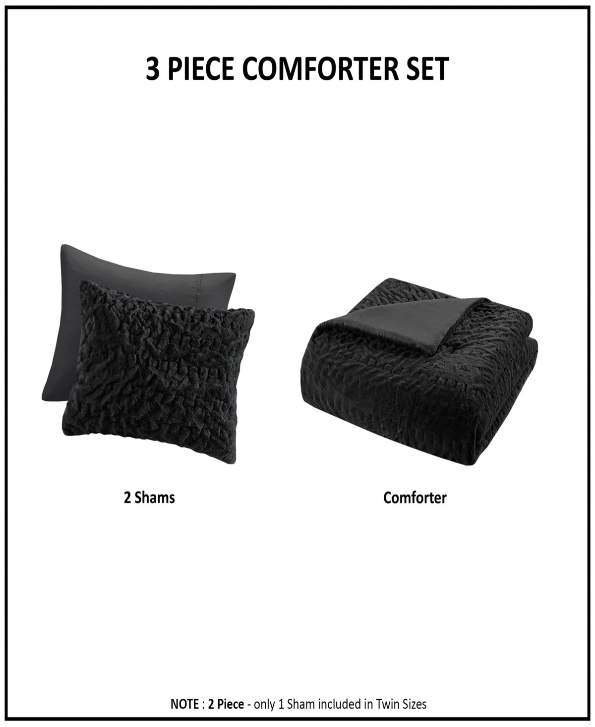 Shop Madison Park Blair Ruched 3-pc. Faux Fur Comforter Set, Full/queen In Black