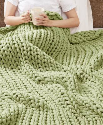 Chunky-Knit Handmade Throw, 50" x 60"