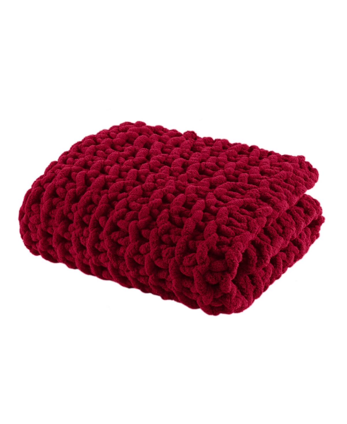 Madison Park Chunky-knit Chenille Throw, 50" X 60" In Red