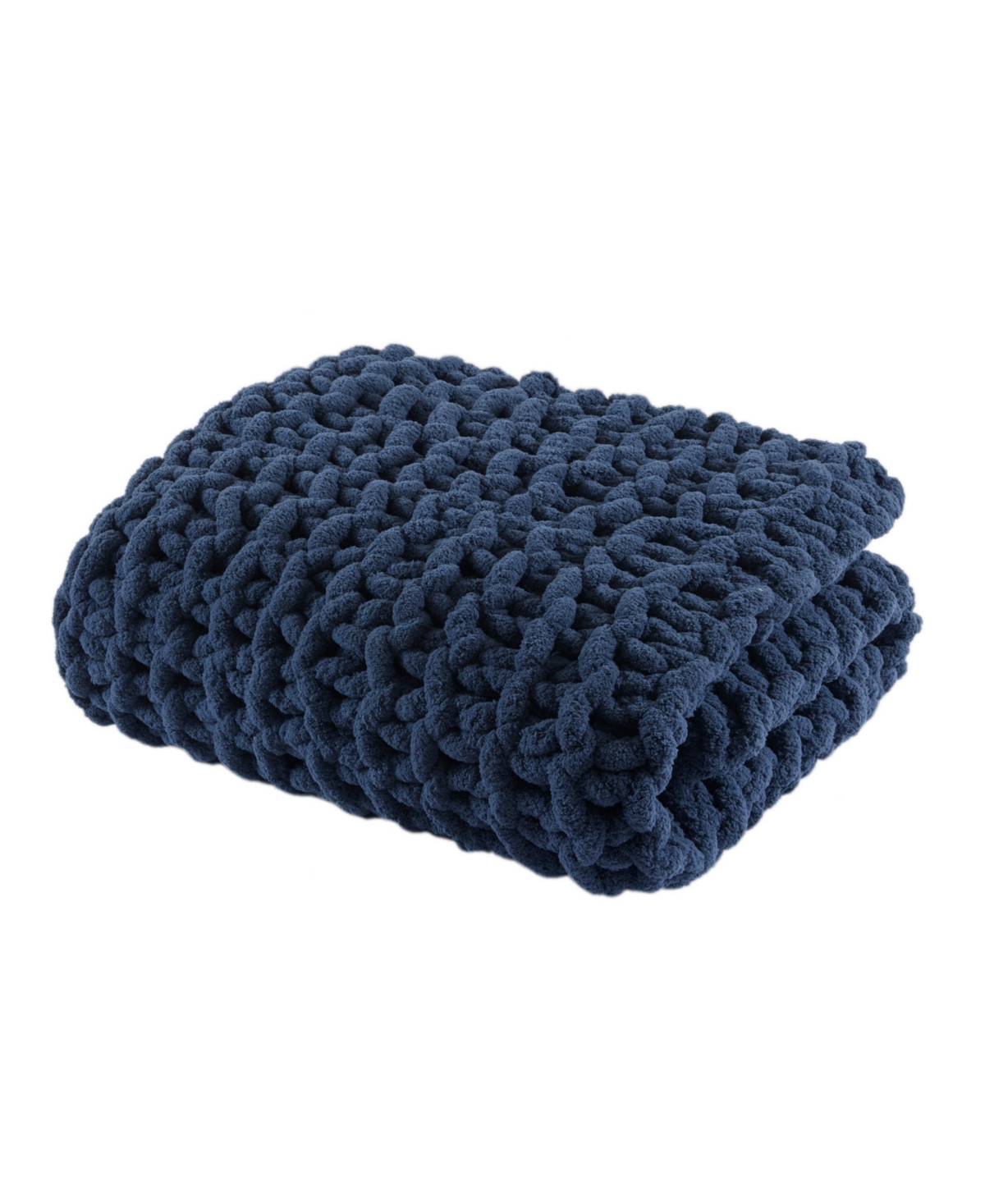 Madison Park Chunky-knit Chenille Throw, 50" X 60" In Navy Blue