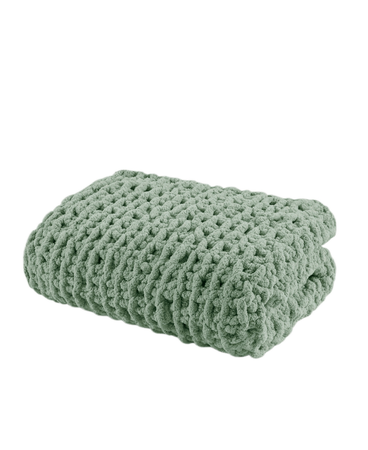Madison Park Chunky-knit Chenille Throw, 50" X 60" In Sage Green