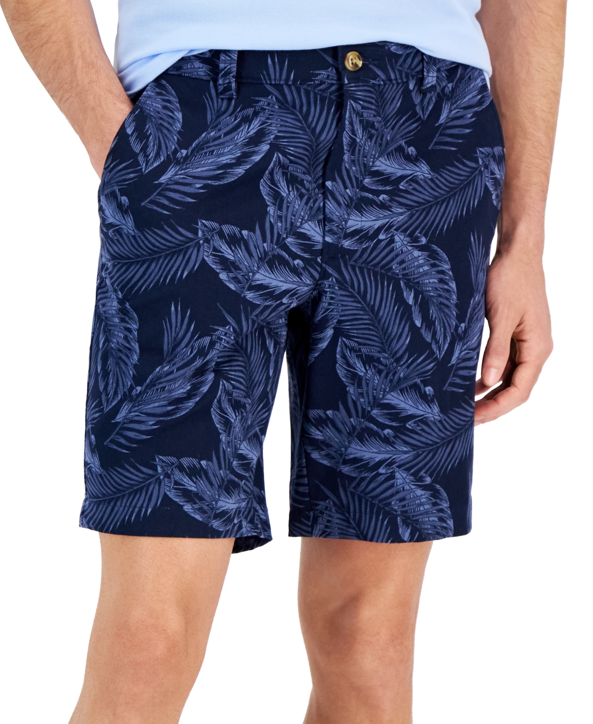 Men's Lena Leaf Print 9" Shorts, Created for Macy's - Navy Blue