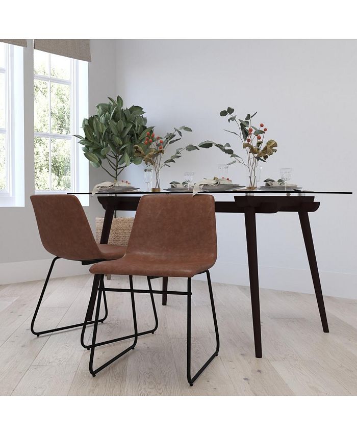 MERRICK LANE Carrollton 18 Inch Bucket Seat Dining Chairs, Set Of 2