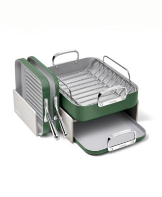 Non-Stick Ceramic-Coated 7 Piece Square Cookware Set