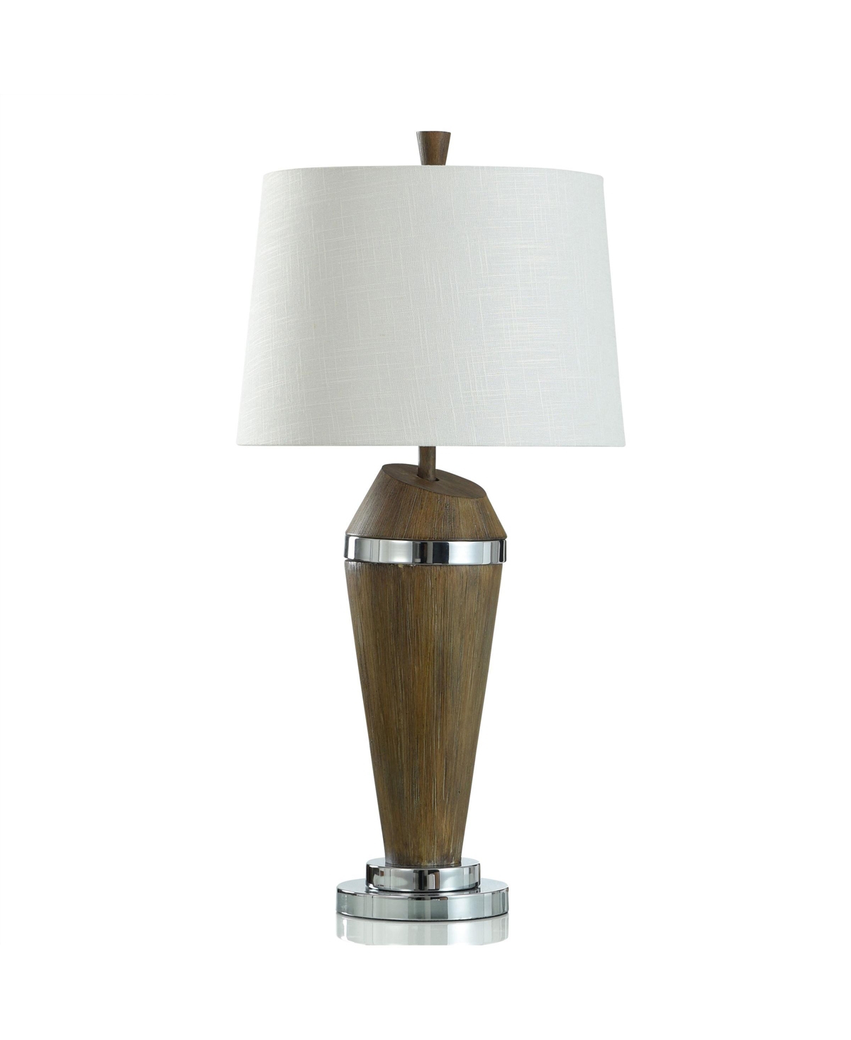 Stylecraft Home Collection 32.5" Danrun Mid Century Modern Table Lamp In Brushed Steel,faux Wood